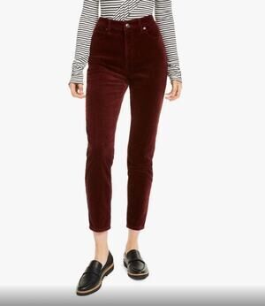 OAT New York Red Corduroy High Rise Cropped Pants - 30